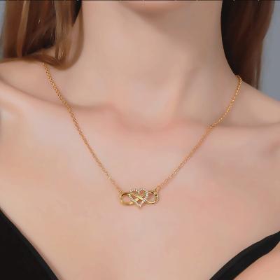 China Other Fashion European&American Necklace For Women Hao Stone Lucky 8 Love Heart Gold Micro Heart Shaped Inlaid Pendant Jewelry for sale