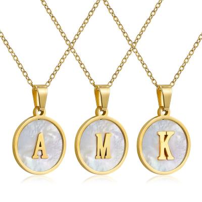 China Other Newest Gold Color 26 Letter Necklaces Alphabet Shell Pendant Necklace Fashion Chain For Women Men Jewelry for sale