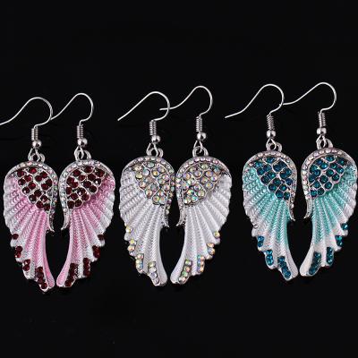 China Other Angel Wings Feather Dangle Crystal Earring Elegant Women Antique Jewelry for sale