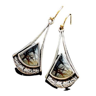 China Other Picasso Colored Glass Dangle Earrings For Women Creative Birch Forest Leaves Color Separation Earrings Vintage Female Jewelry for sale