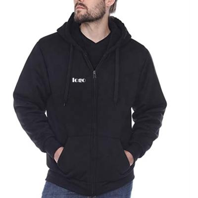 China Anti-Wrinkle Factory Wholesale Custom Logo Hoodie Men's Zipper-up Heavy Fleece Sweatshirts Hoodies Coat Pockets for sale