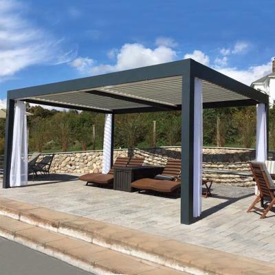 China Easily Assembled Outdoor Electric Canopy Roof Backyard Gazebo Pergola Aluminum Extension For Restaurant for sale