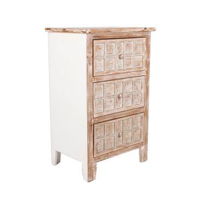 China Convertible White Side Bedroom Furniture Wood Accent Farmhouse 3-Drawers Corner Cabinet for sale