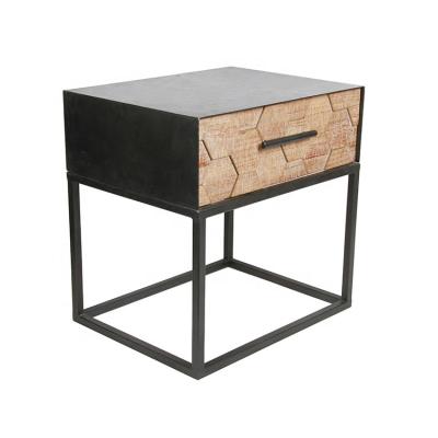 China (Other) Single View Adjustable Rework Small Bedside Wood Cabinets Industrial Metal Nightstand for sale