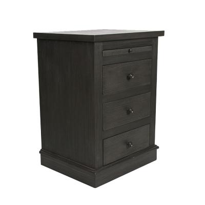 China Foldable Farmhouse Furniture Black Wooden Nightstand Drawer Bedroom Furniture Bedside Table for sale