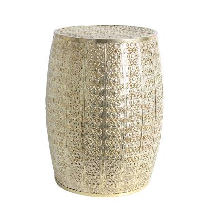 China Decorative Golden High Stools Breakfast Lounge Side Ottaman Coffee Foot Bucket Stool for sale