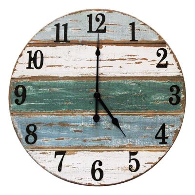 China 2020 new style simple round creative solid wood antique online shopping beach decoration nautical wall clock for sale