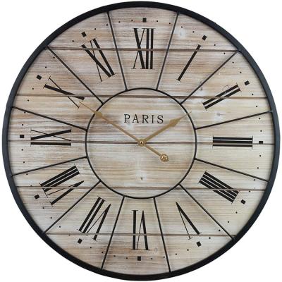 China Wholesale Custom Decor Roman Numerals Big Design Farmhouse Antique Style 24 Inch Analog Wall Clock for sale