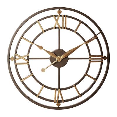 China Antique Decorative Outdoor Quartz Movement Office Fashion Style Modern Round Metal Wall Clock for sale