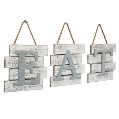 China Contemporary Restaurant Antique Wood Eat Sign Letter Wall Hangings Country Wall Art For Home Decor for sale