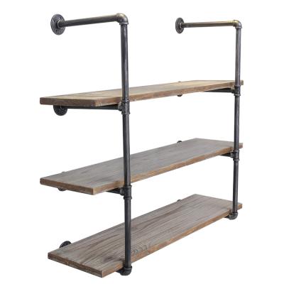 China Industrial Metal Bar Pipe Shelf Wall Mounted Toilet Racks Storage Book Viable Racks for sale