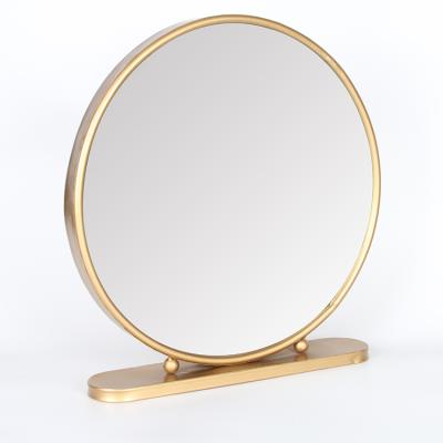 China Home Makeup Mirror Craft Designs Decors Metal Frame Cheap Dressing Up Makeup Holding Round Mirror for sale