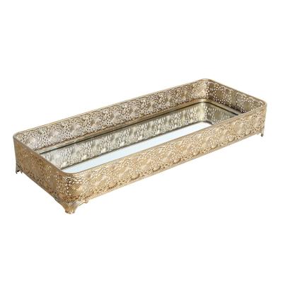 China Storage Metal Rectangular Custom Arabic Mirror Sustainable Tray For Houseware for sale