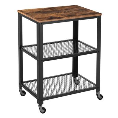 China Industrial Bar Cart KD Furniture Room Kitchen Suppliers Metal Cart Push Small Serving Cart Black for sale