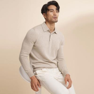 China Classic Simple Cashmere Polo Neck Pullover Versatile Cashmere Polo Shirt Men's Style Breathable Cashmere Sweater Wholesale for sale