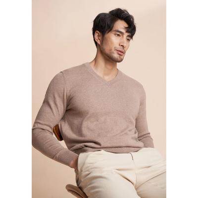 China Cotton And Cashmere Machine Washable Pure Solid Color Men'S Spring Breathable Autumn New V-Neck Knit Bottom Sweaters for sale