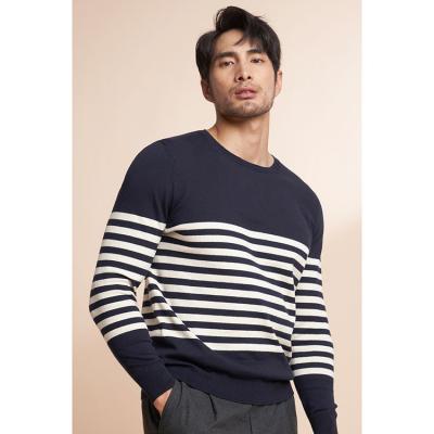 China 2022 OEM/ODM Breathable Stripe Custom Horizontal Rib Knit Sweater Oversized Rib Knit Sweater Thick Loose Men's Sweater for sale