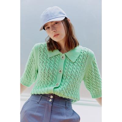 China Anti-Wrinkle Knitwear Manufacturers Summer Custom V-Neckline Short Sleeved Fashion Elegant Women's Sweater Cardigan for sale