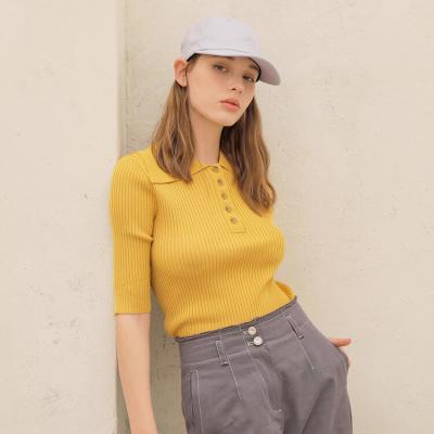 China Breathable Custom Knit T-Shirt Polo Collar Short Sleeves Custom Women's T-Shirt for sale