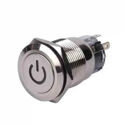 China 19 Mm On Waterproof Push Button With Momentary LED Light 22HF-24VY for sale