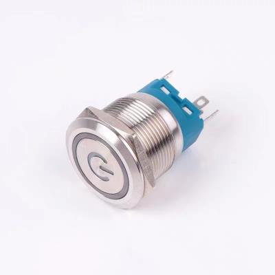 China 22mm On Waterproof Push Button With Momentary LED Light 22HF-24VY for sale