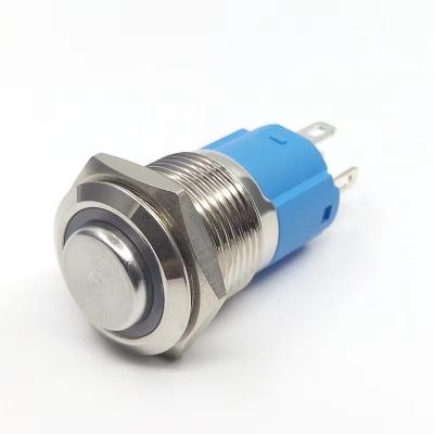 China 16mm On Top Flat Metal Self Sock Push Button With LED Light 16HF-24VY for sale