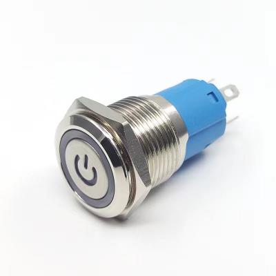 China 16mm on flat metal self sock push button with LED light 16F-24VB for sale