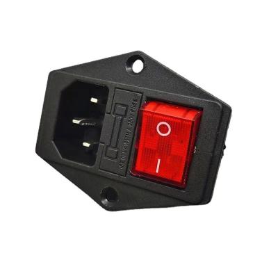 China Residential/General Purpose Electrical Female AC Inlet Connector Switch Medical Industrial IEC Plug With Dual Fuse For Auto Parts for sale