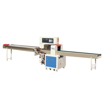 China Three-Servo Automatic Chocolate Cookie Food Wrapping Horizontal Flow Package Packing Machine for sale