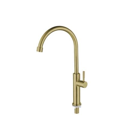 China Modern Cheap Universal Kitchen Special Single Tap Gold Deck Mount Cold Water Faucet for sale