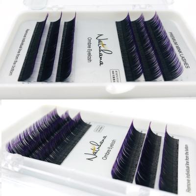 China Different Blue Red Gradients Mink Eyelashes Purple Green False Lashes NATUHANA Korea PBT 6Rows Eyelash Extension Natural Soft Color Ombre for sale