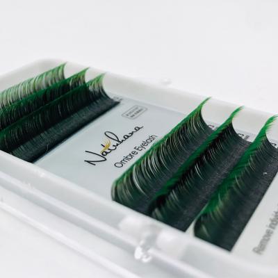 China NATUHANA Natural Soft Fashion Colored Highlights Private Label Ombre Color Eyelash Extension Blue Brown Green Red Pink 2020 New for sale