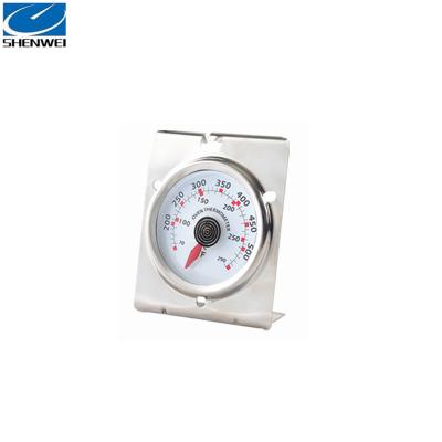 China Sitting Or Hanging Stainless Steel Dial Oven Thermometer Temperature Gauge With Hook And Panel Base for sale