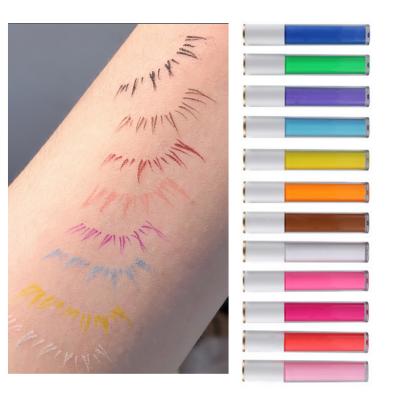 China Waterproof Full Color Eyeliner Pen Colored Eyeliner Set Matte Waterproof Makeup Color Liquid 12 Rainbows for sale