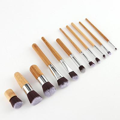 China Angular Blush Natural Bamboo Handle Makeup Brushes With Cotton Bag Cosmetic Bamboo Brushes for sale