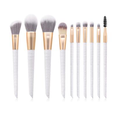 China Angular Blush 10 Pcs Make Up Brushes With Case Vegan Base Custom White Eyeshadow Makeup Brushes for sale