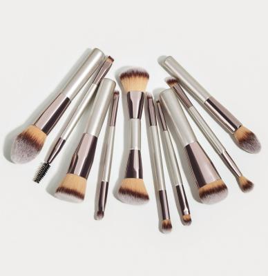 China Angular Blush Concealer Pencils Eyeshadow Make Up Brushes Kit Champagne Gold Black Double Sided Makeup Brushes for sale