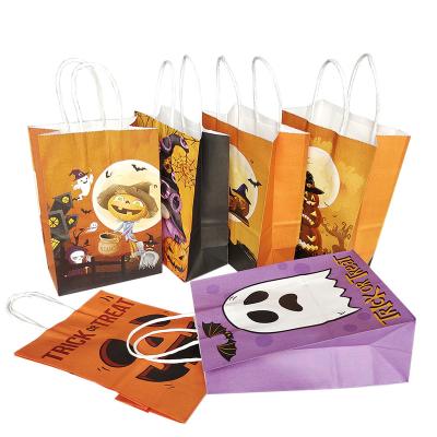 China Recyclable Wholesale Custom Portable halloween Paper Kraft  Packaging Shopping Bags for sale