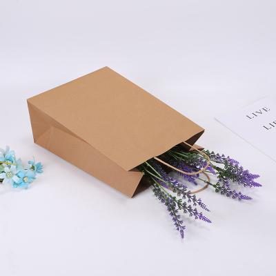 China Recyclable Packaging Size Strong Carry Packing Food Takeaway Bags Retail Handles Print Small Shopping Custom Your Own Logo Kraft Paper Bag for sale