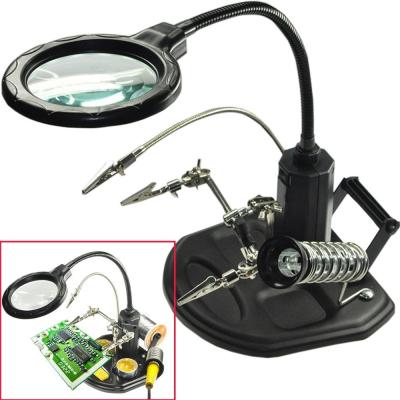 China 3X 6X Plastic Multifunctional Auxiliary Lens Clip Desktop Magnifier With Soldering Iron for sale