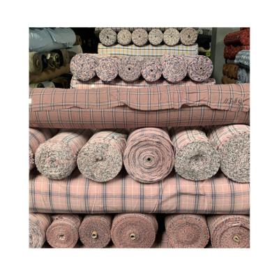 China Shrink-Resistant Linen Plaid Cotton Stripe Thread Ethnic Geometric Check Dyed Yarn Dyed Stock Fabric Lot for sale