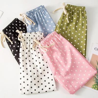 China Breathable spring and summer girls polka dot most popular high quality casual casual pants for sale