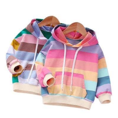 China Viable Promotional Sale Autumn And Winter Girls Color Striped Sweater Warm Hoodie for sale