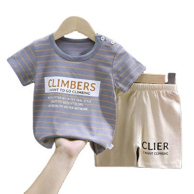 China 2022 Baby Casual Suit Short Sleeved Top + Shorts 2pcs Summer Children Wear Boys 100% Cotton Short Sleeved Suit for sale