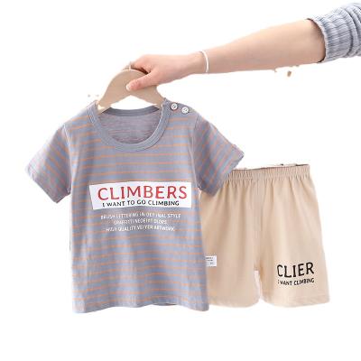 China Summer Casual Children's Clothes Cotton Shorts Short Sleeve Casual Two Piece Suit for sale