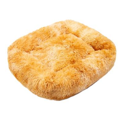 China Breathable Jhome Pets Manufacturer Custom Logo Removable Cover Faux Fur Rectangle Pet Bed Fluffy Washable Soft Luxury Dog Bed With Zippers for sale