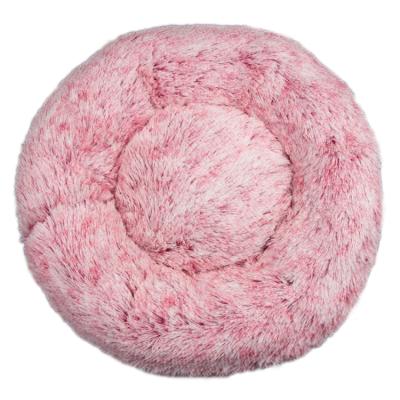 China Jhome Breathable Pets Cat Bed Fluffy Round Soft Felt Custom Washable Calming Cat Bed Cave Donut Flush 50cm RTS Small Donut Faux Fur Flush for sale