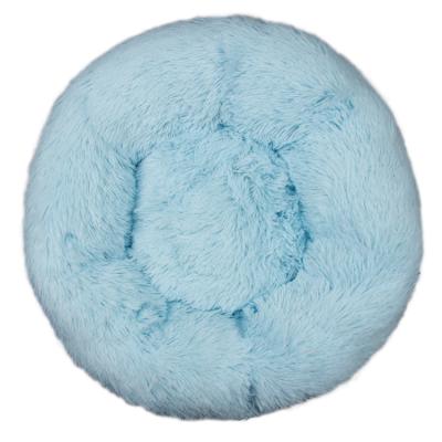 China Jhome Breathable Pampers 50cm Dropshipping Small Round Faux Fur Felt Cat Bed Luxury Calming Plush Pet Bed Soft Comfortable Fluffy Bedroom Custom Donut for sale