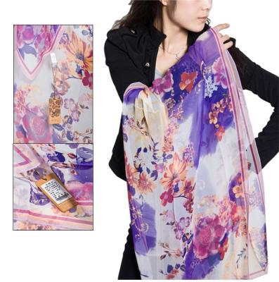 China Plain 100%silk chiffon 6mm, width 140cm, 114cm with printed pattern for sale