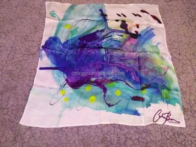 China Digitally Printed Square Pure Chinese Twill Custom Silk Scarf for sale